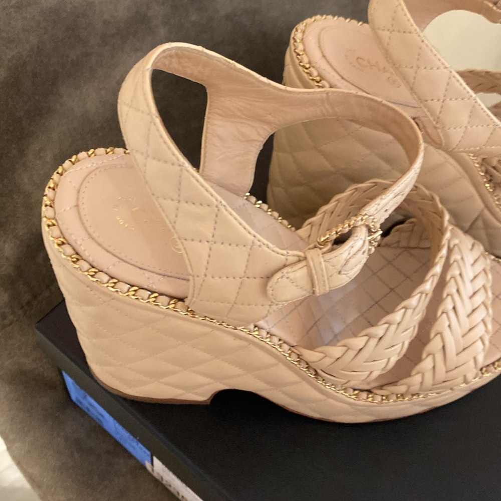 Chanel platform sandals, calfskin light beige size 40 - Picture 10 of 11